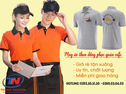 may ao thun dong phuc cafe